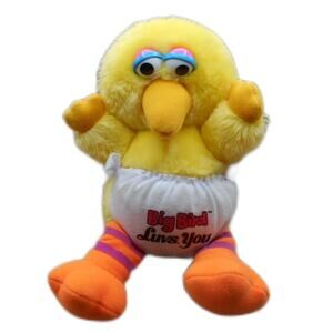 Vintage 1985 Hasbro Softies Baby Big Bird 11" Luv's Diaper Plush Promo